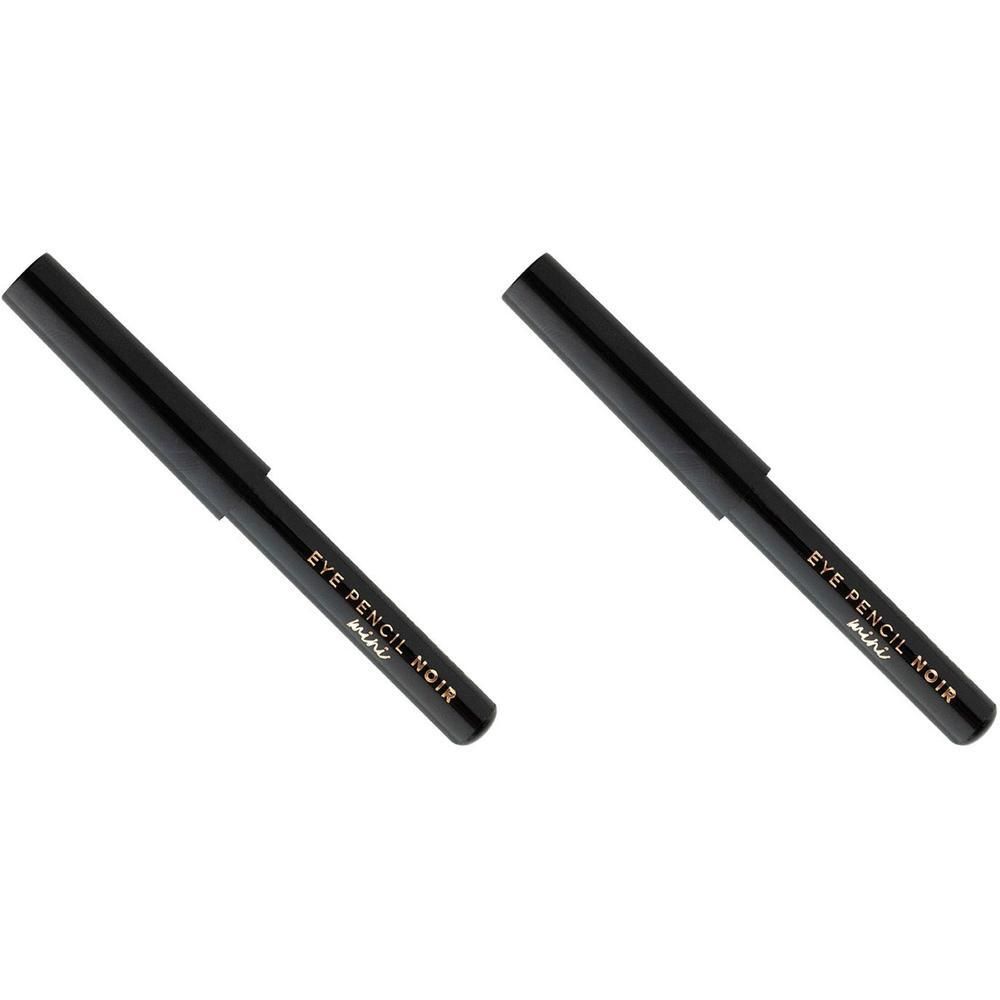 Deux crayons pour les yeux noirs avec inscription dorée 'EYE PENCIL NOIR'.