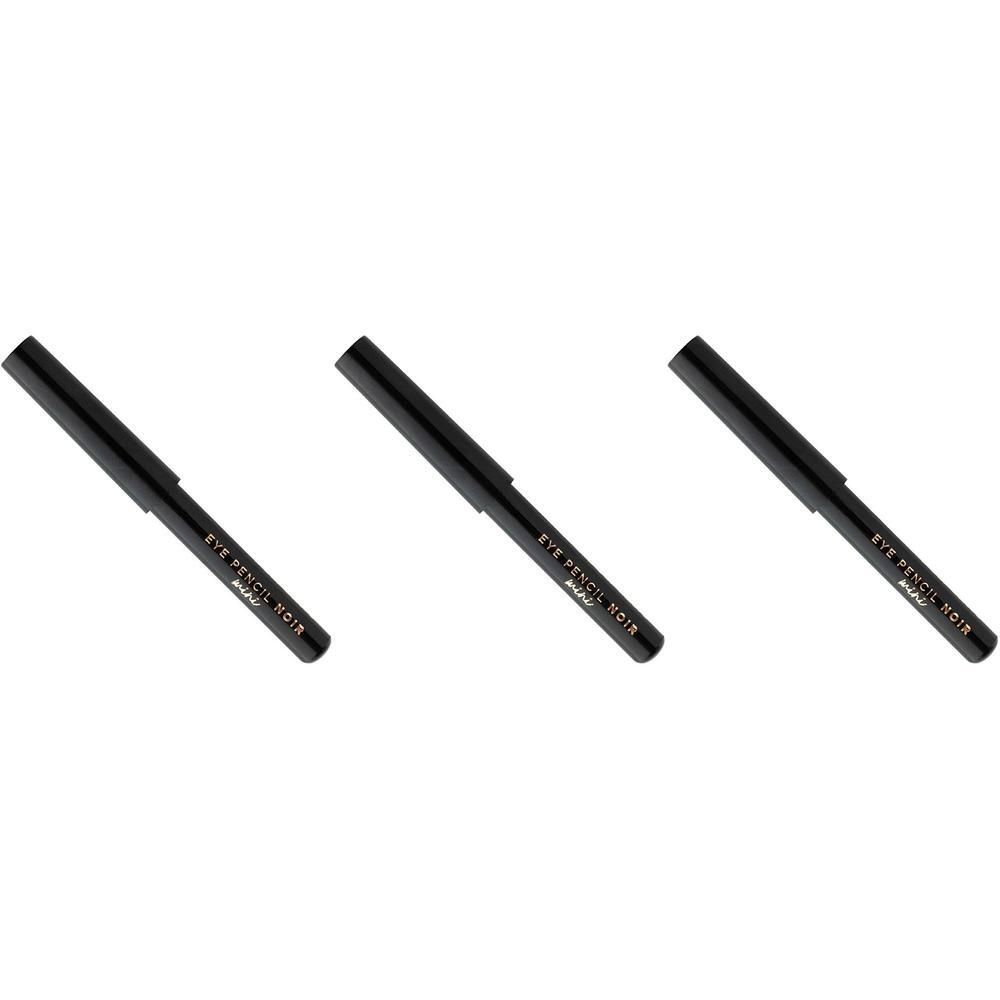 Trois crayons à yeux noirs avec inscription argentée.