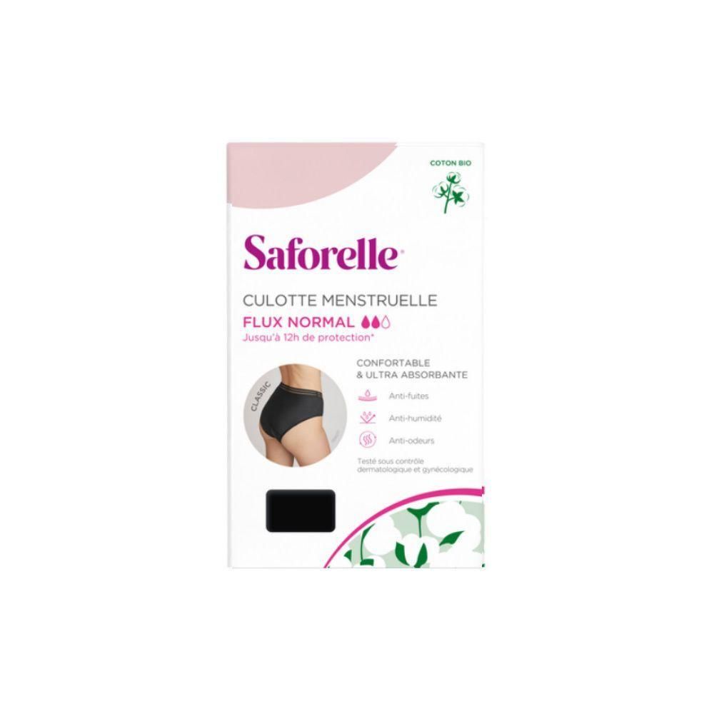 Culotte menstruelle Saforelle, flux normal, taille 48, coton bio, confortable et ultra absorbante.