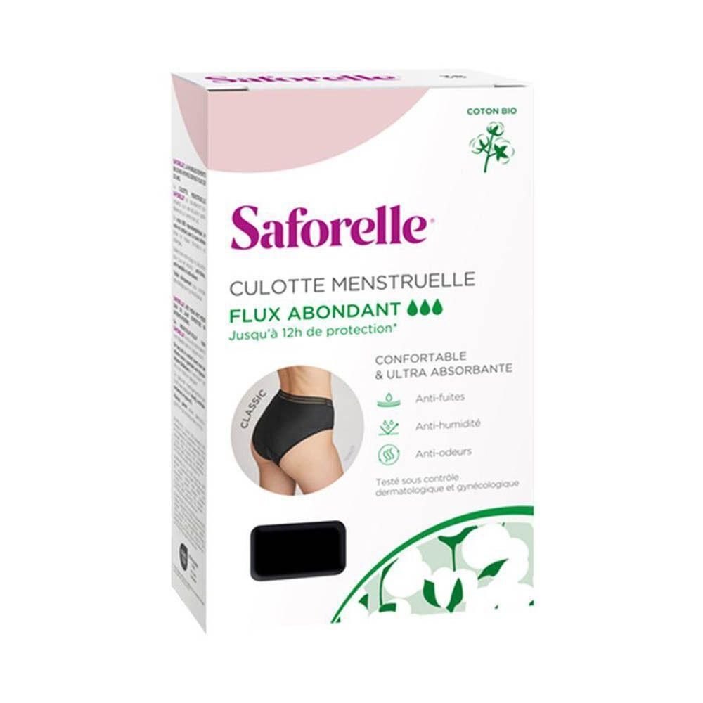 Culotte menstruelle Saforelle, flux abondant, taille 48. Coton bio, confortable et ultra absorbante.