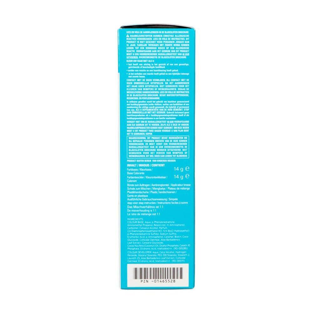 Vue latérale de la boîte de teinture pour barbe Just For Men M-55 Noir avec instructions.