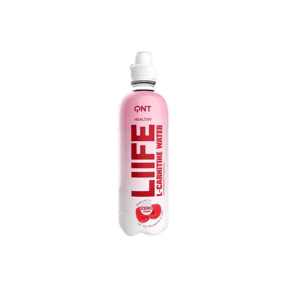 QNT LIFE L-Carnitine Water, frambozensmaak. Zero suiker.