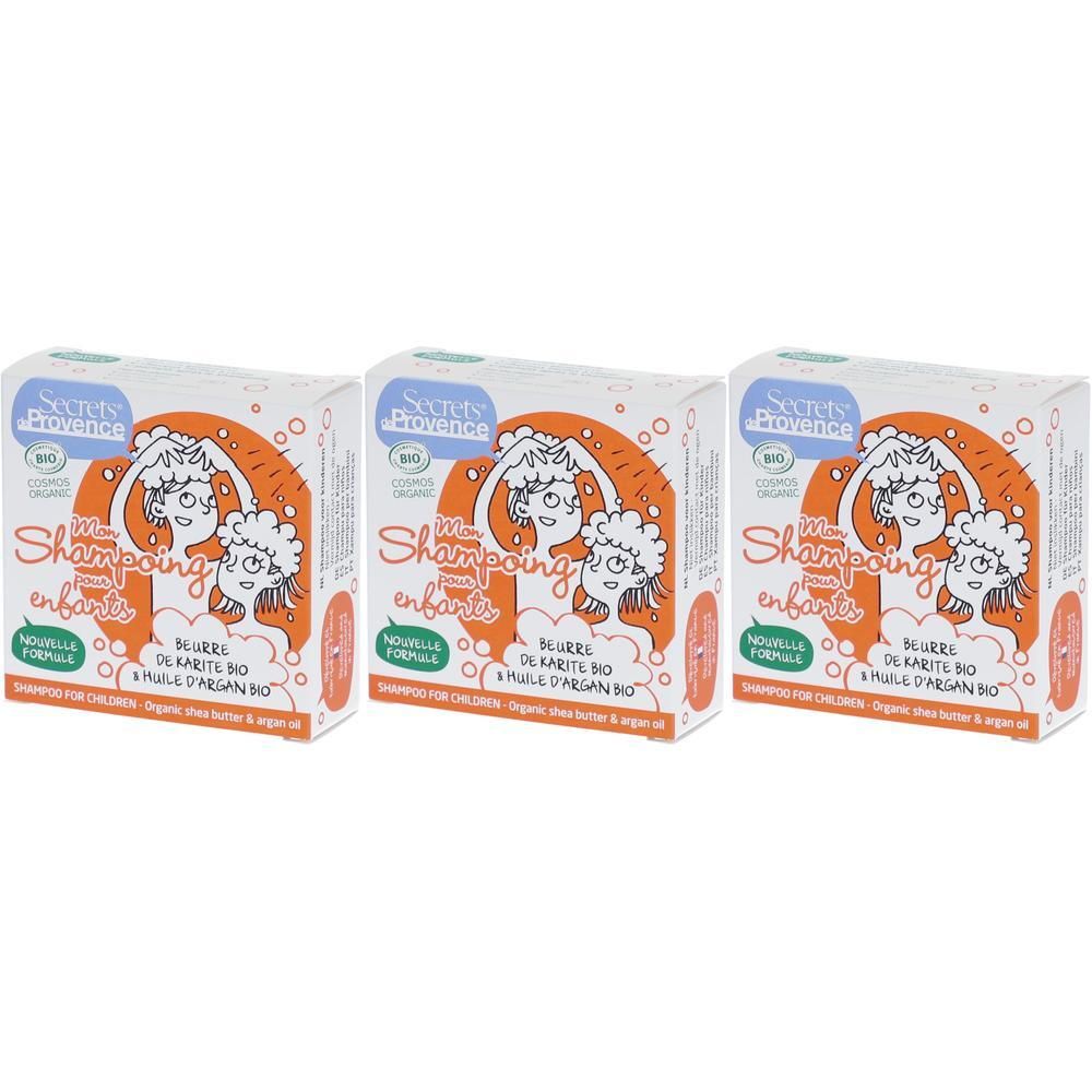 Drie dozen "Secrets de Provence Shampooing Solide Cheveux Enfants Bio".