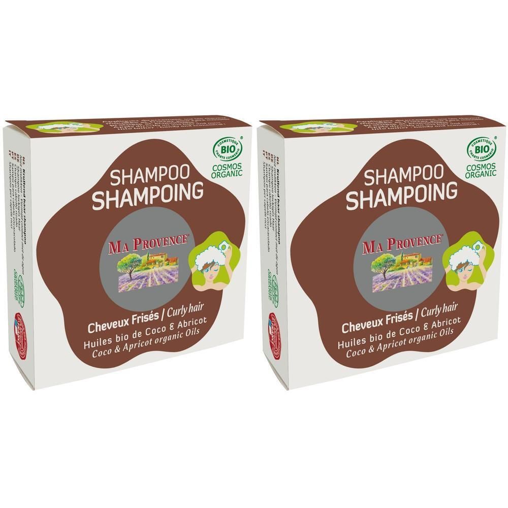 Twee dozen vaste biologische shampoo voor krullend haar met kokos- en abrikozenolie.