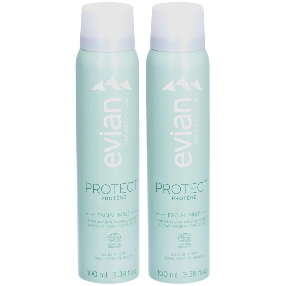 Twee spuitbussen Evian® Brumisateur® Protect, 100 ml.