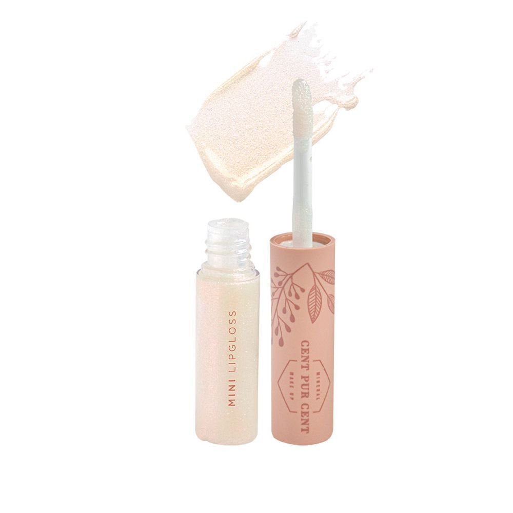 Een Cent Pur Cent Mini Lipgloss met applicator en swatch.