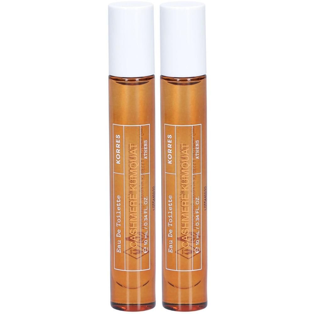 Deux roll-ons Korres Eau de Toilette Cashmere Kumquat, 10ml chacun.