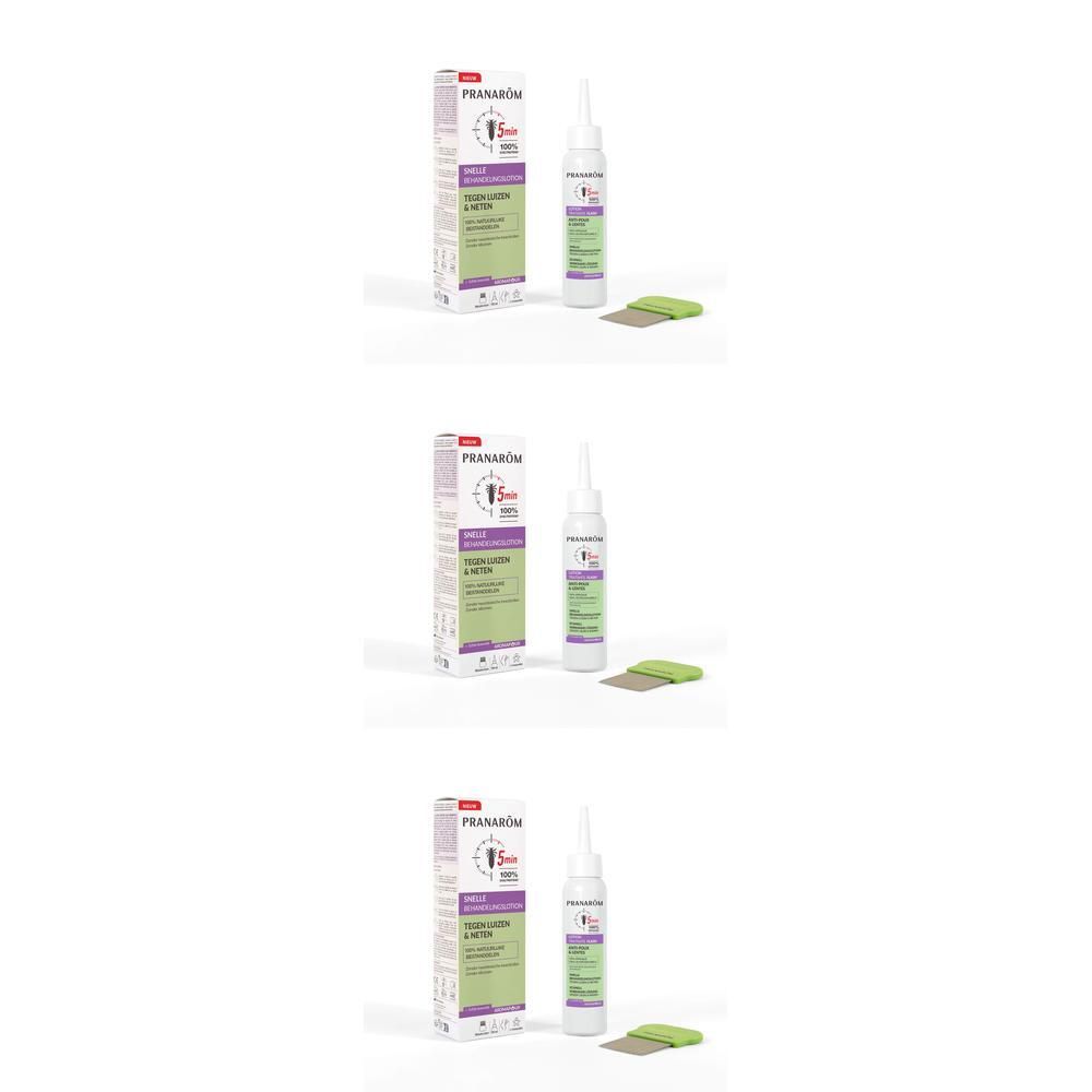 Pranarôm Anti-Poux lotion met metalen kam en verpakking.