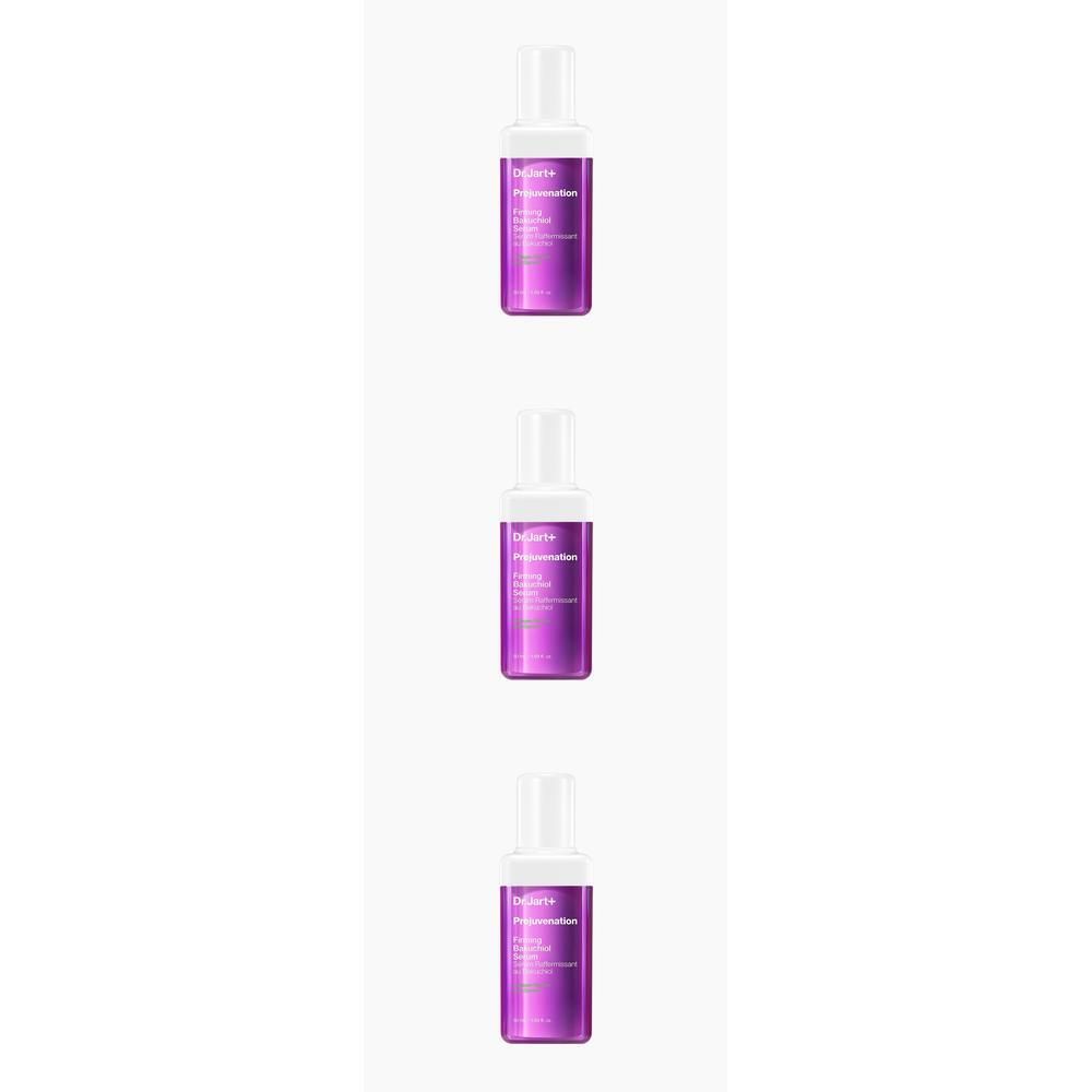 Drie flacons Dr.Jart+ Prejuvenation Bakuchiol Firming Serum.