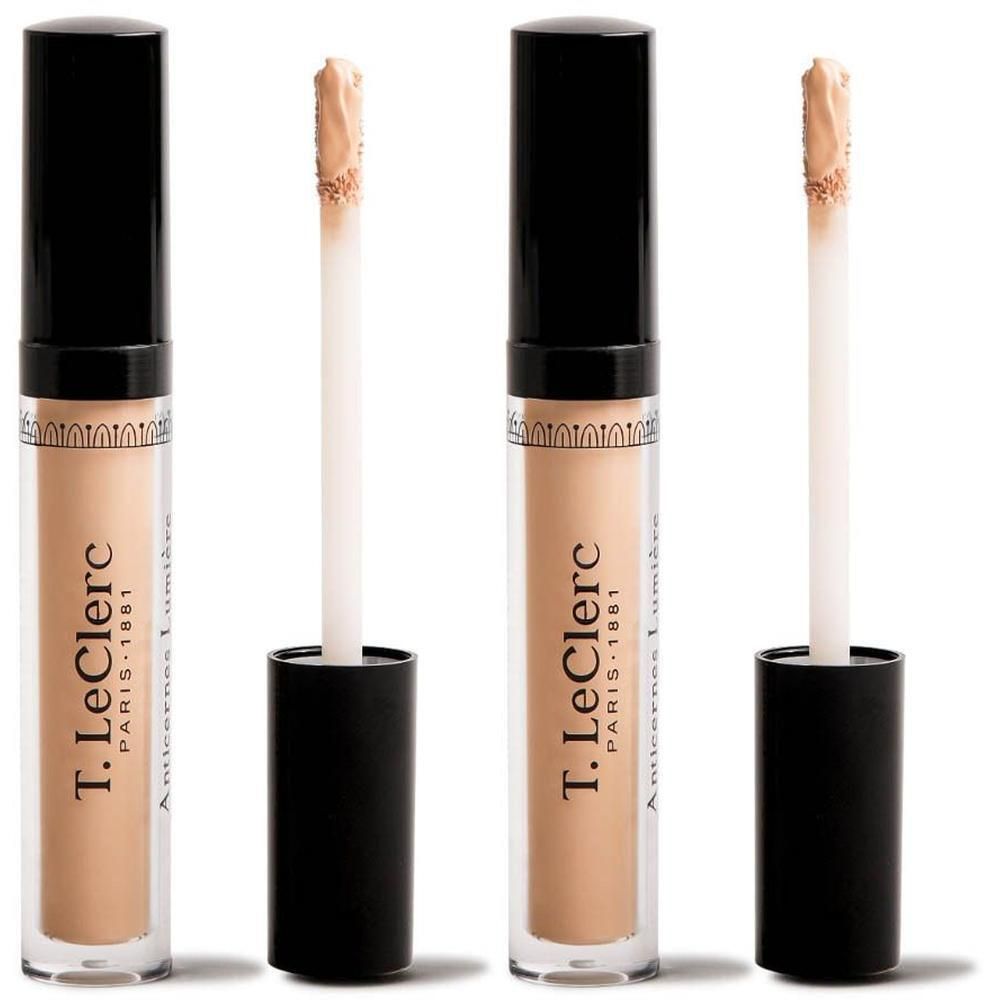 Deux anticernes T.Leclerc Beige Rosé avec applicateur. Flacon transparent avec capuchon noir.