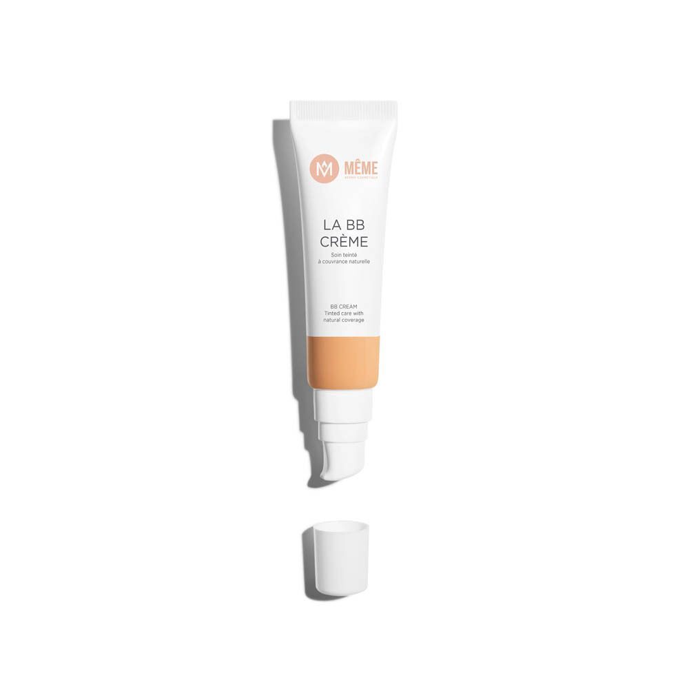 Un tube de Même BB Crème Teinte 4 - Mate, ouvert, avec pompe.