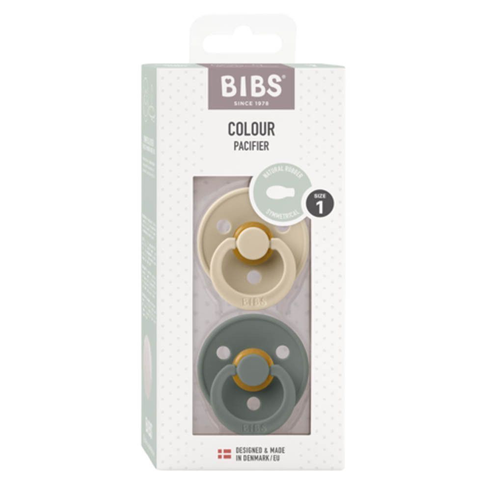 Emballage de tétines BIBS avec deux tétines : beige et grise, taille 1.