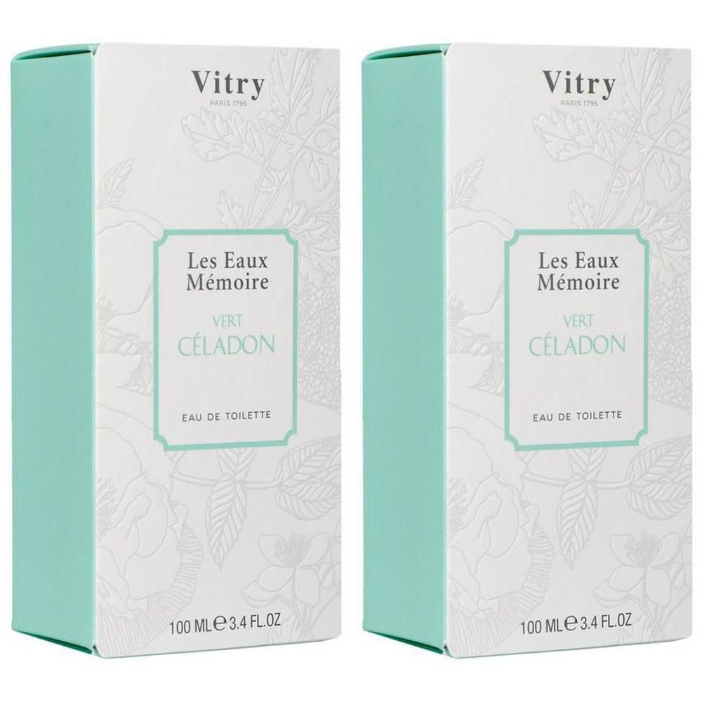 Twee doosjes Vitry Eau de Toilette Vert Celadon, 100 ml.