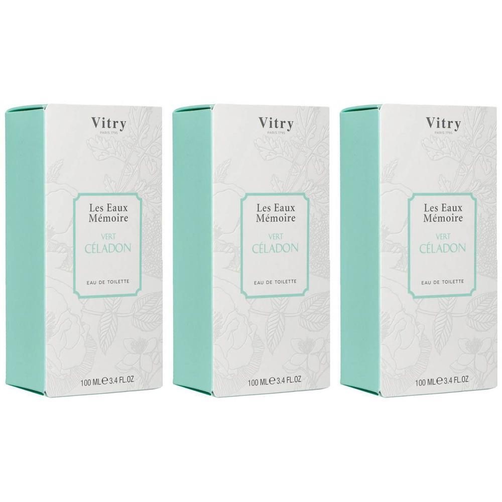 Drie dozen Vitry Eau de Toilette Vert Celadon, 100 ml.