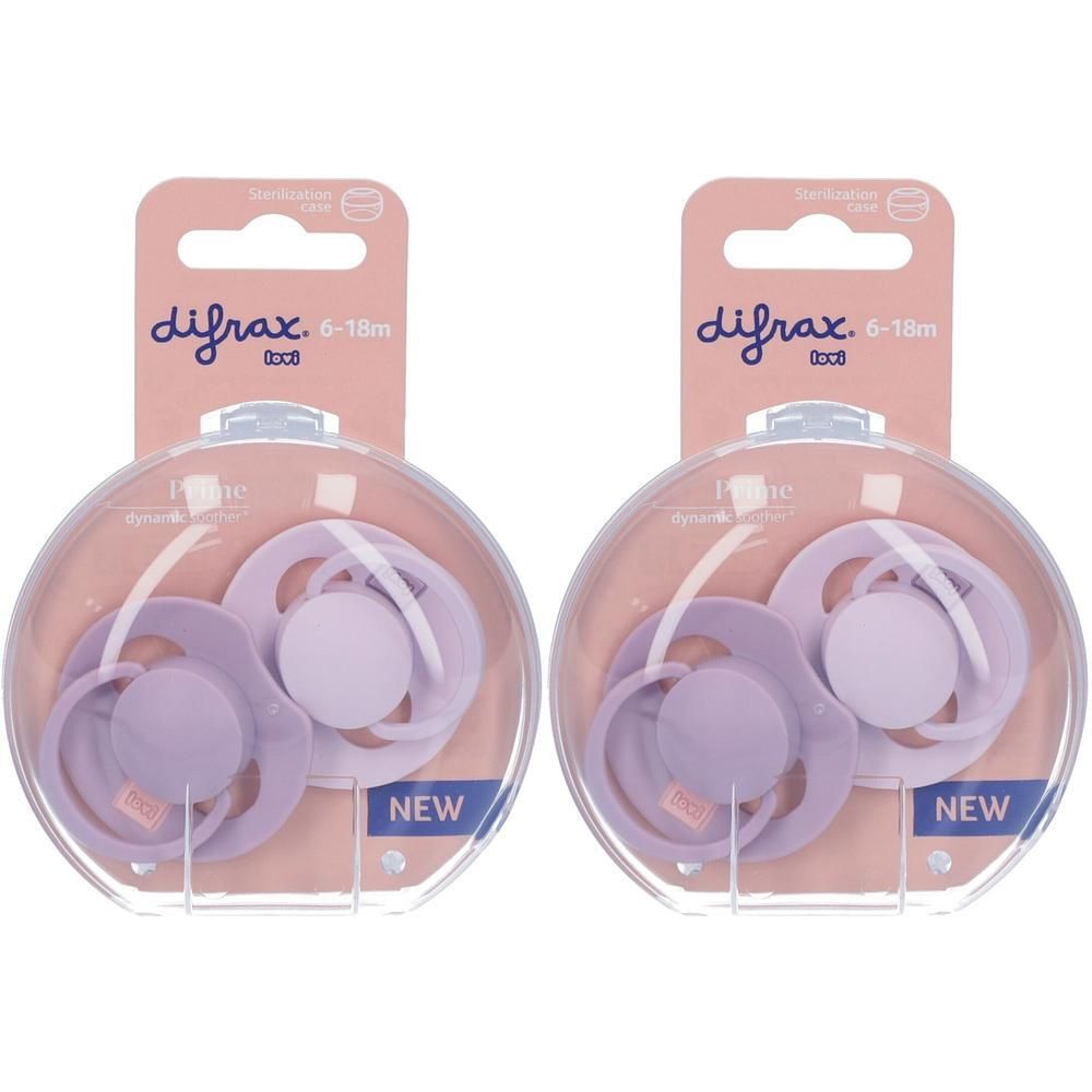 Deux sucettes Difrax Dynamic, 6-18 mois, lilas/violet.