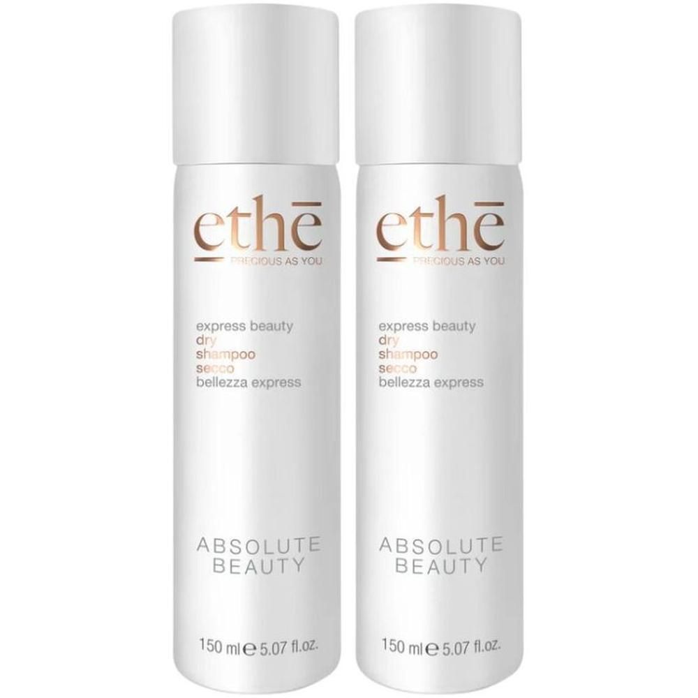Deux flacons de Ethe Premium Shampooing Sec, 150 ml chacun.