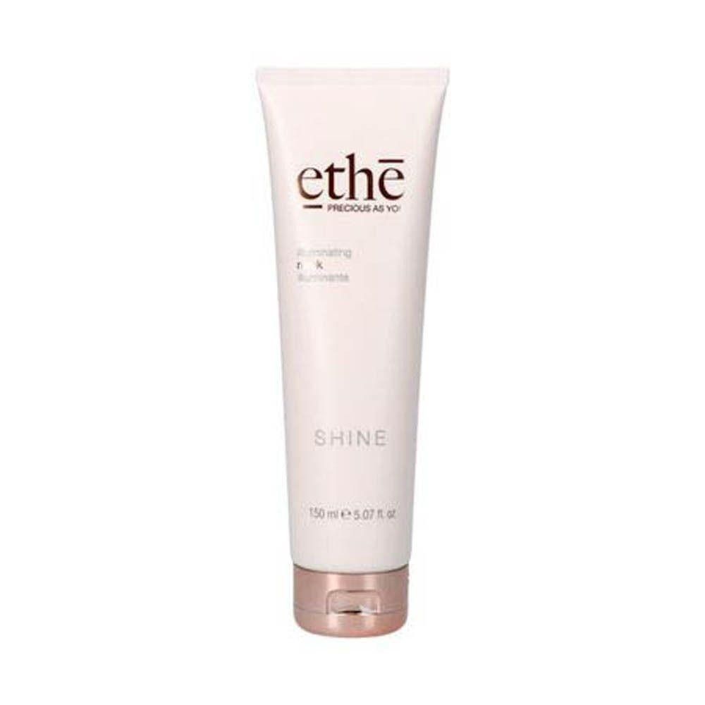 Tube blanche avec bouchon or rose. Marque: ethe. Produit: Masque capillaire éclaircissant Shine.