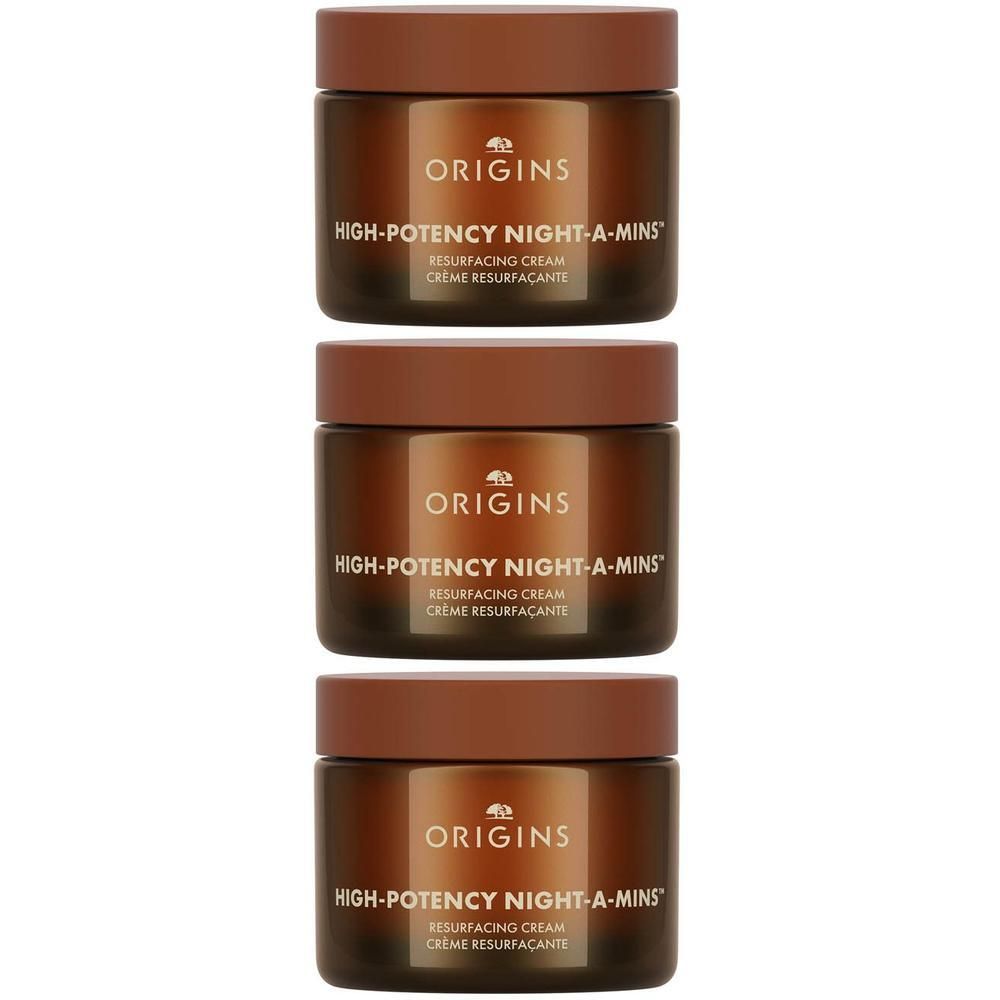 Drie potten Origins High Potency Night-A-Mins Resurfacing Cream.