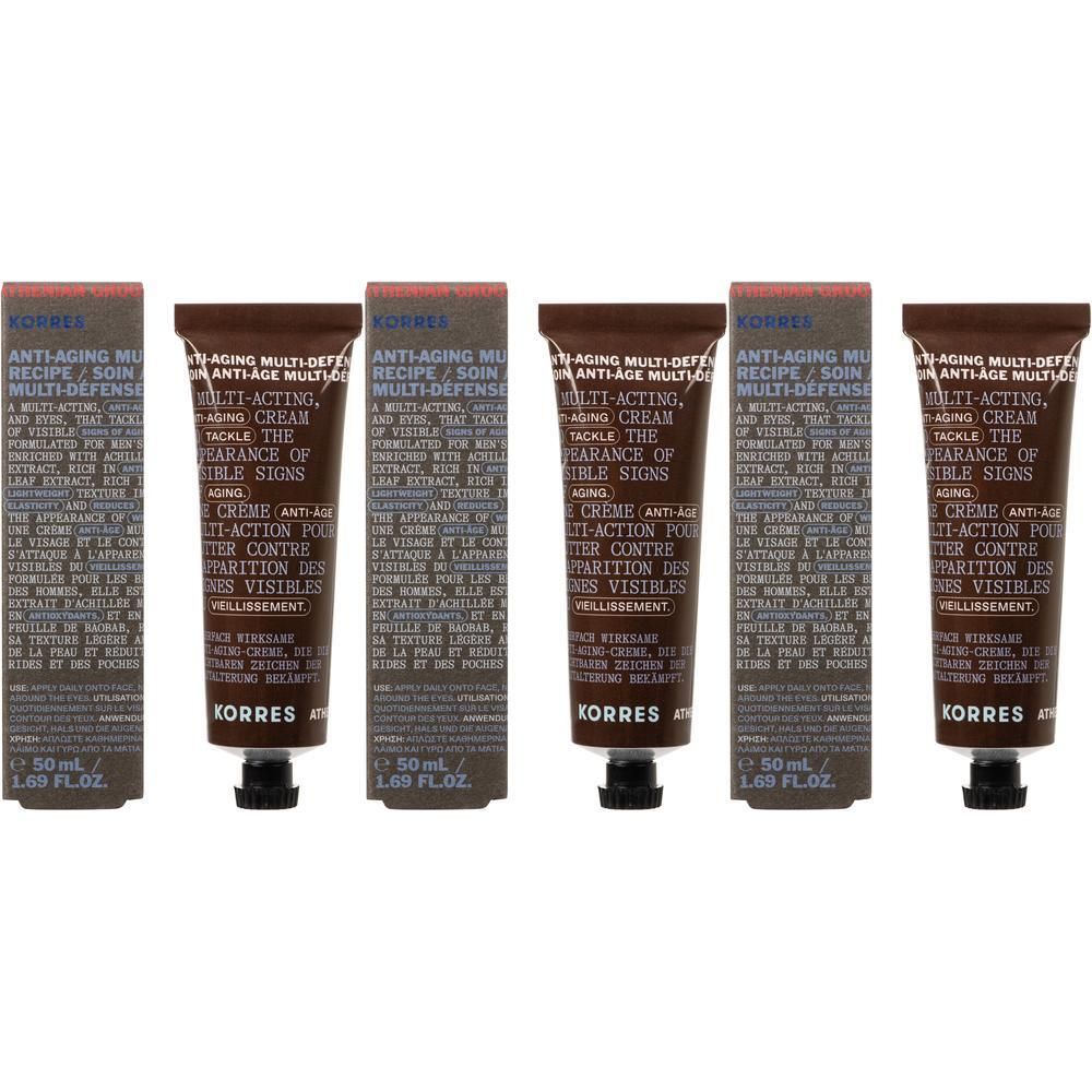 Vijf tubes Korres Anti-Aging Multi-Defense crème, elk 50 ml.