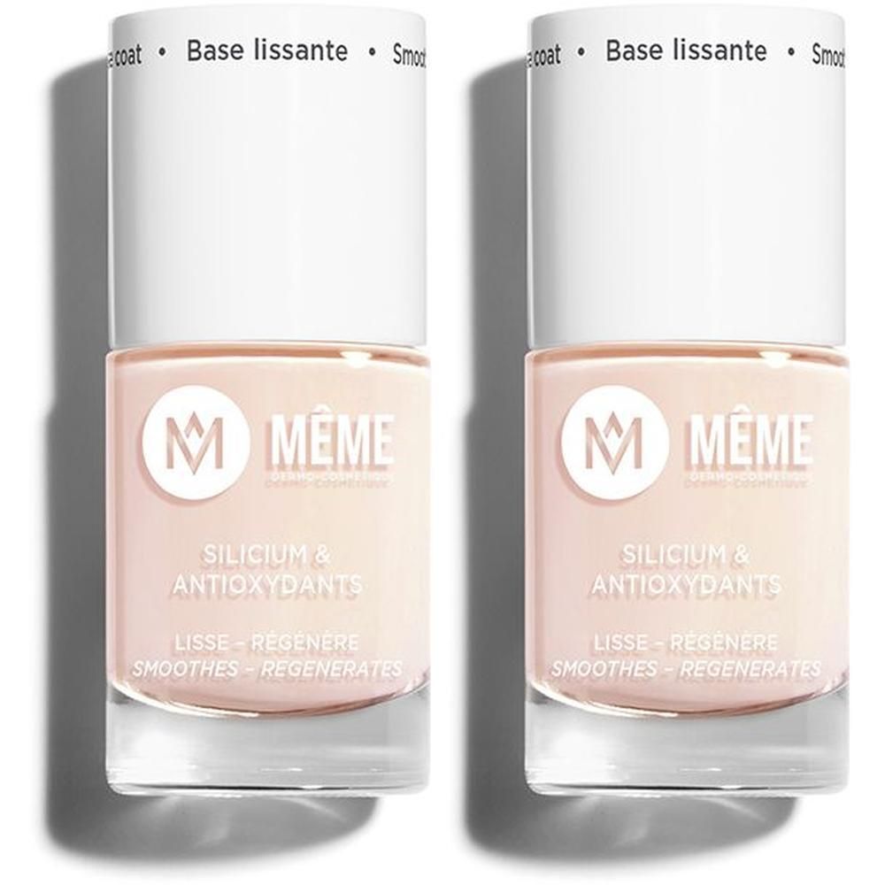 Deux flacons de MEME Base lissante avec Silicium & Antioxydants. Lisse et régénère.
