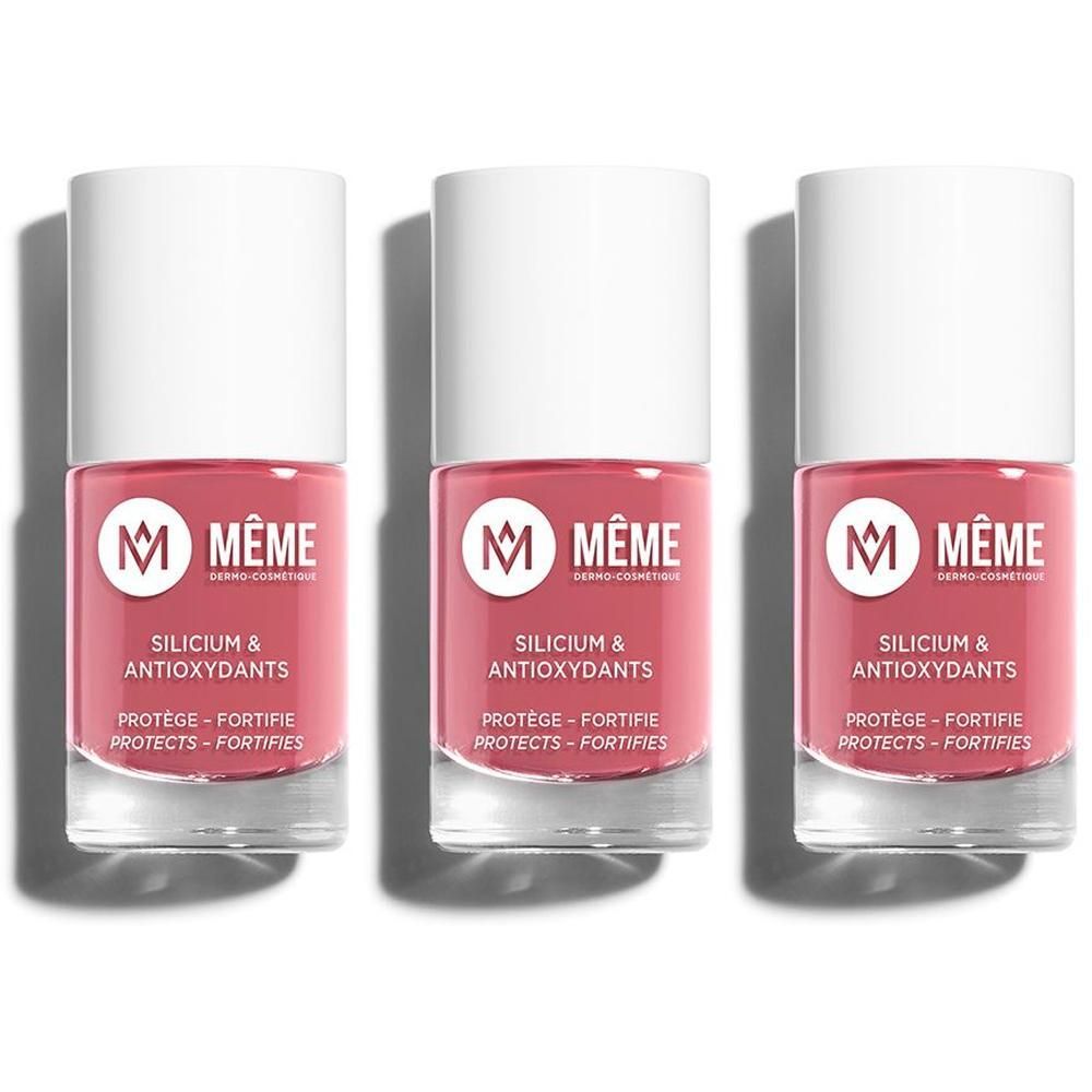 Trois flacons de vernis à ongles Vao Rose Praline avec Silicium et Antioxydants.