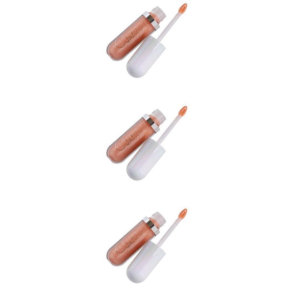 Glanzende lipgloss in een transparante huls met witte applicator en zilveren dop.