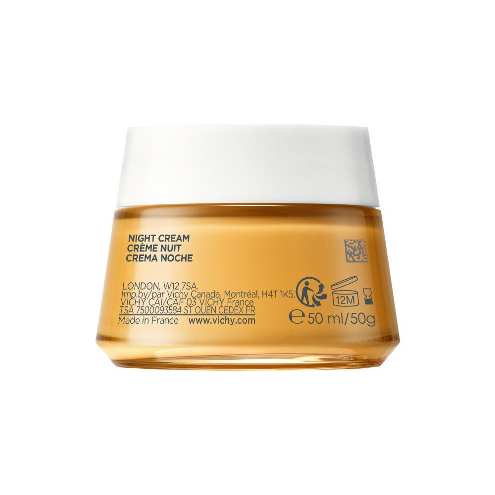 Arrière d'un pot de crème de nuit Vichy Neovadiol Magistral avec ingrédients.