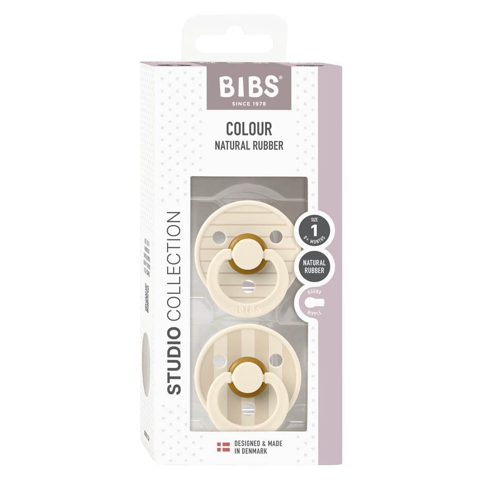 BIBS Colour Studio Collection speenpakket, Ivory Vanilla Mix, 2 stuks, maat 1, natuurrubber.
