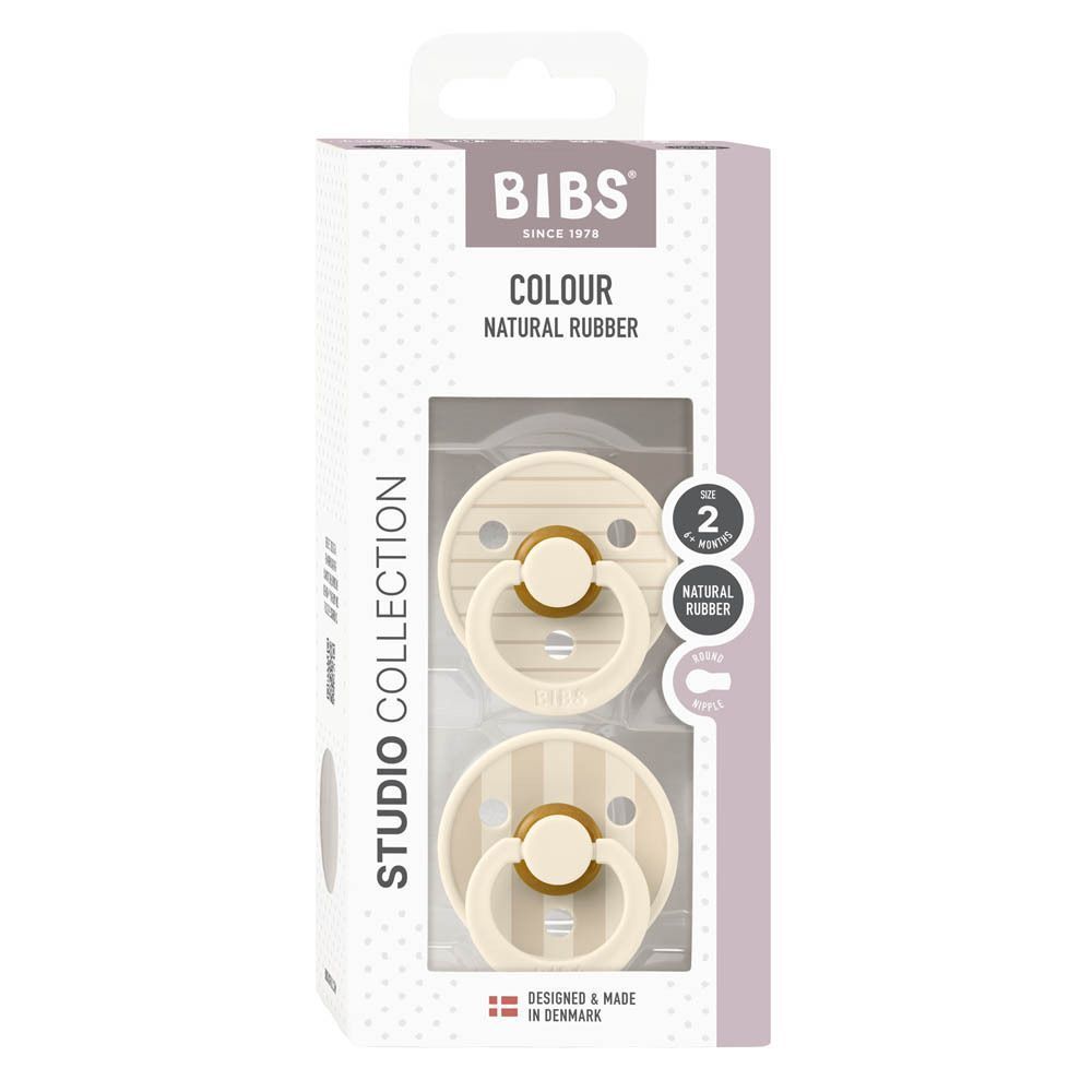Lot de 2 tétines BIBS Colour Studio Collection, mélange Ivoire Vanille, caoutchouc naturel, taille 2.