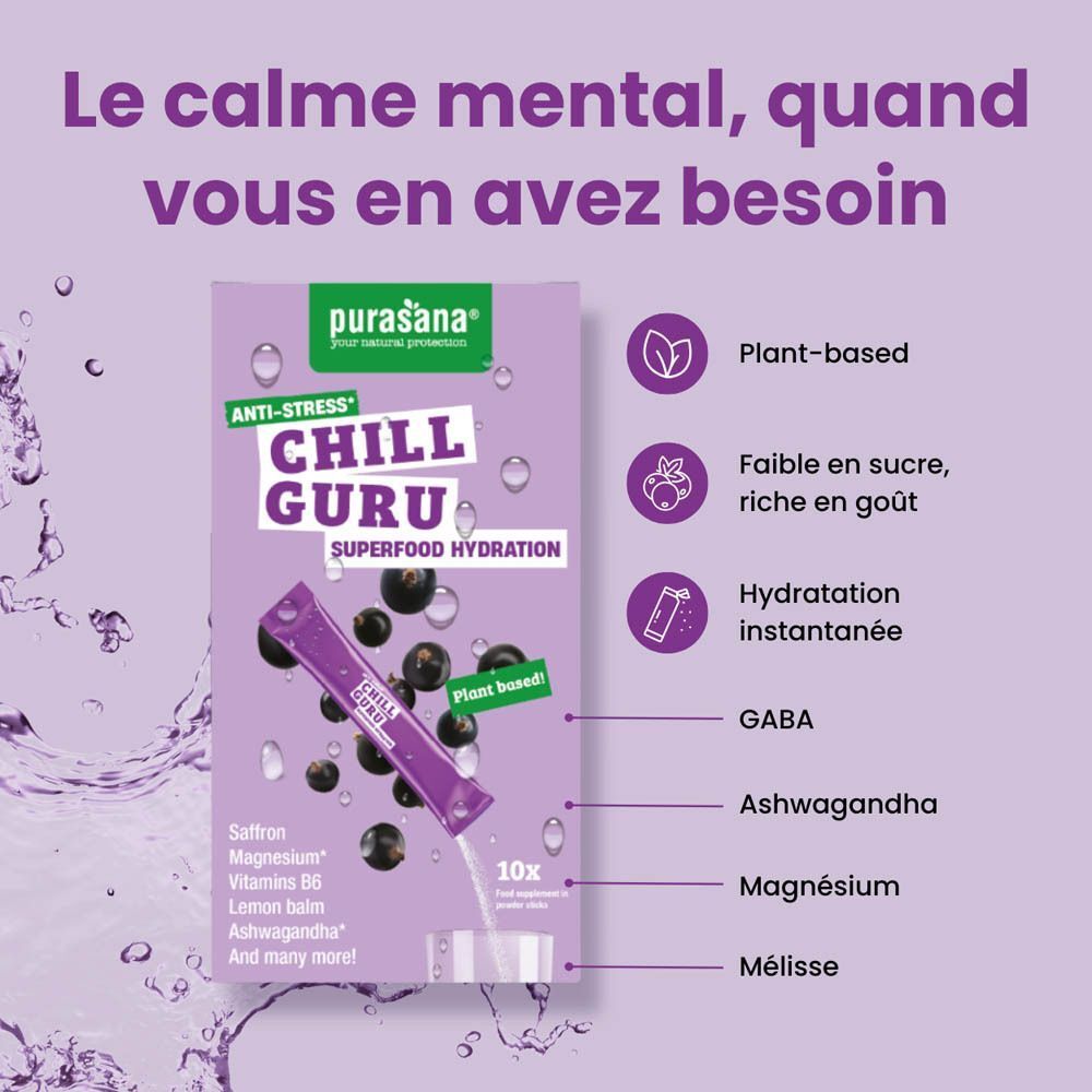 Purasana Chill Guru Superfood Hydration : Le calme mental, quand vous en avez besoin.