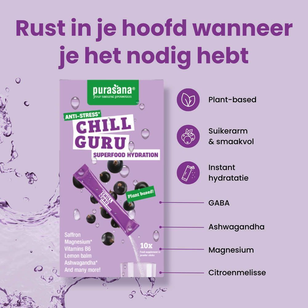Purasana Chill Guru Superfood Hydration: Mentale rust wanneer je het nodig hebt.