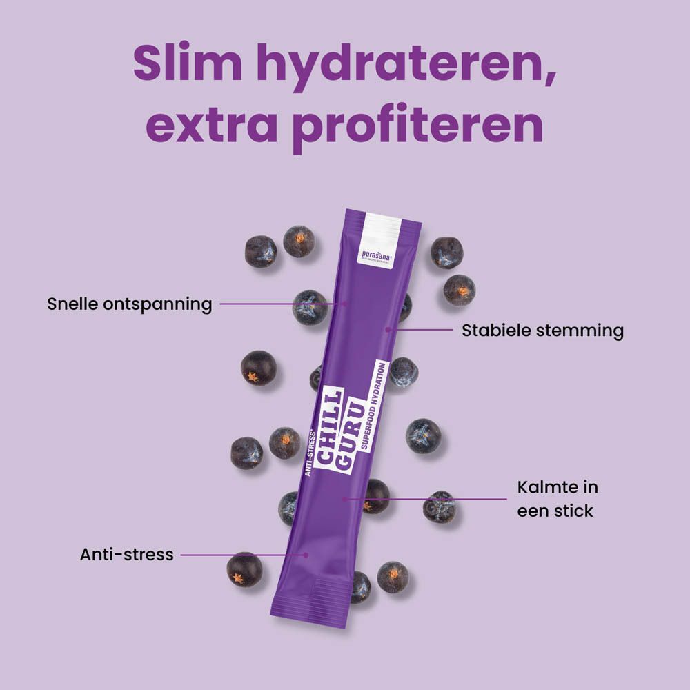 Purasana Chill Guru Superfood Hydration: Snelle ontspanning, stabiele stemming en anti-stress.