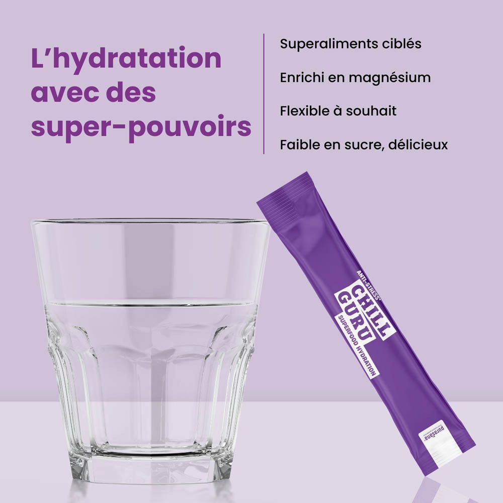 Purasana Chill Guru Superfood Hydration : Superaliments ciblés, enrichis en magnésium.