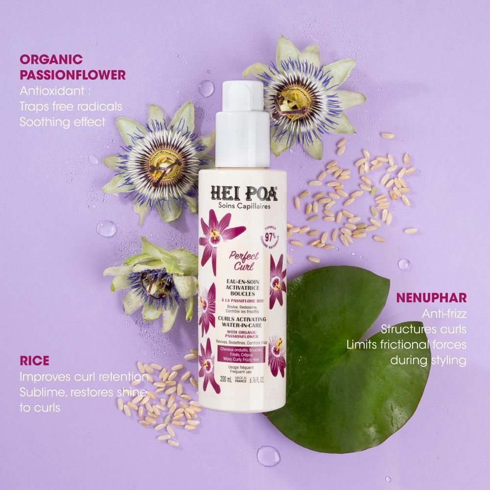 Flacon de soin capillaire HEI POA Perfect Curl, 200ml, avec vaporisateur.