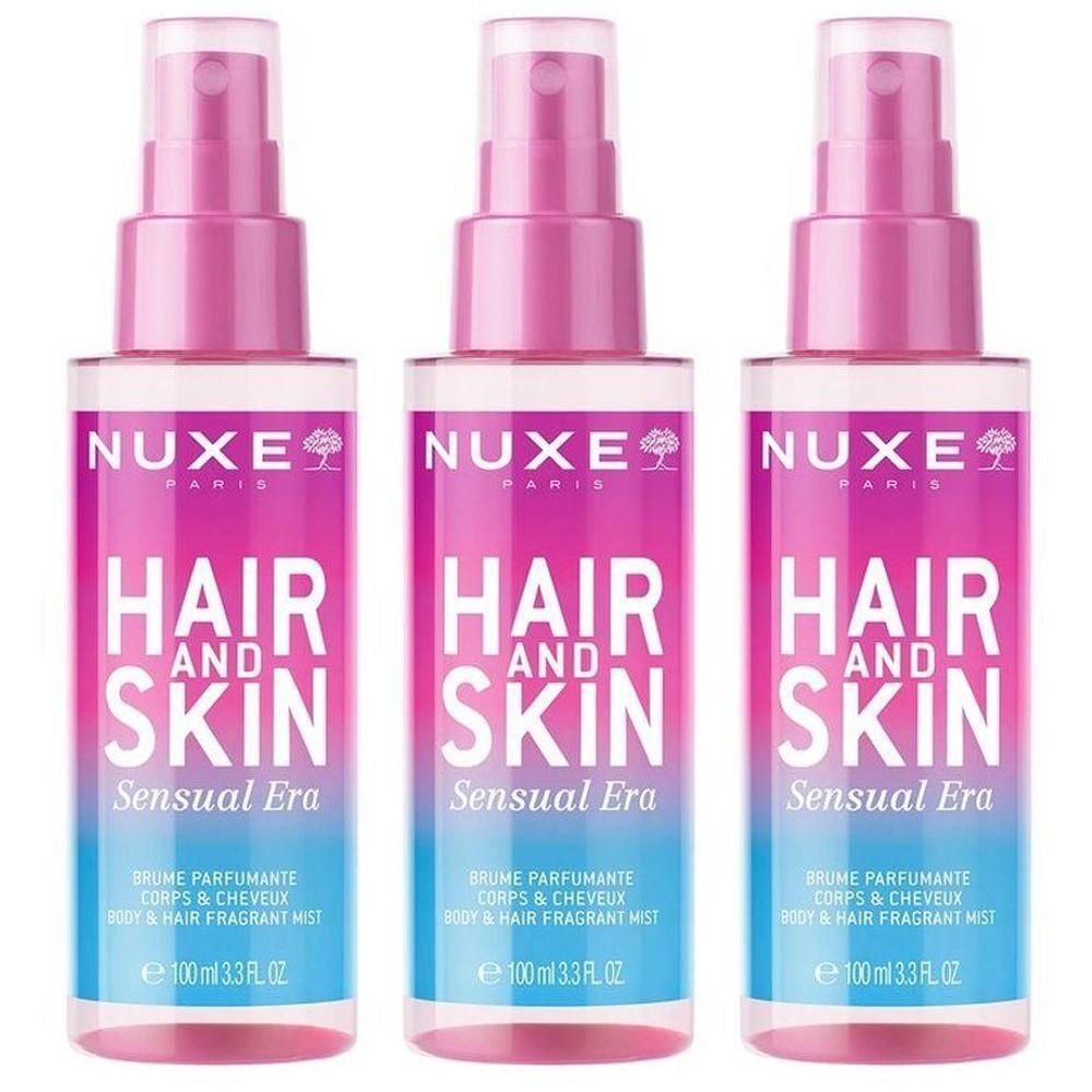 Trois brumes parfumantes Nuxe Hair and Skin Sensual Era pour corps et cheveux, 100ml chacune.