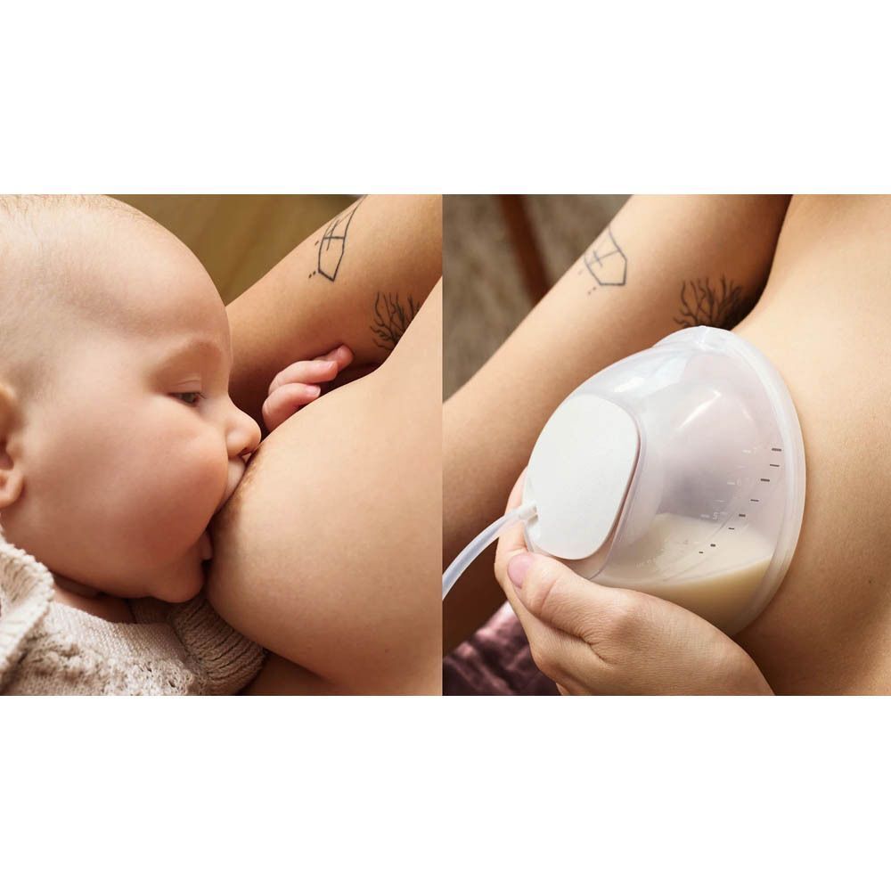 Comparaison de l'allaitement et de la collecte de lait avec des pièces de tire-lait Philips Avent.