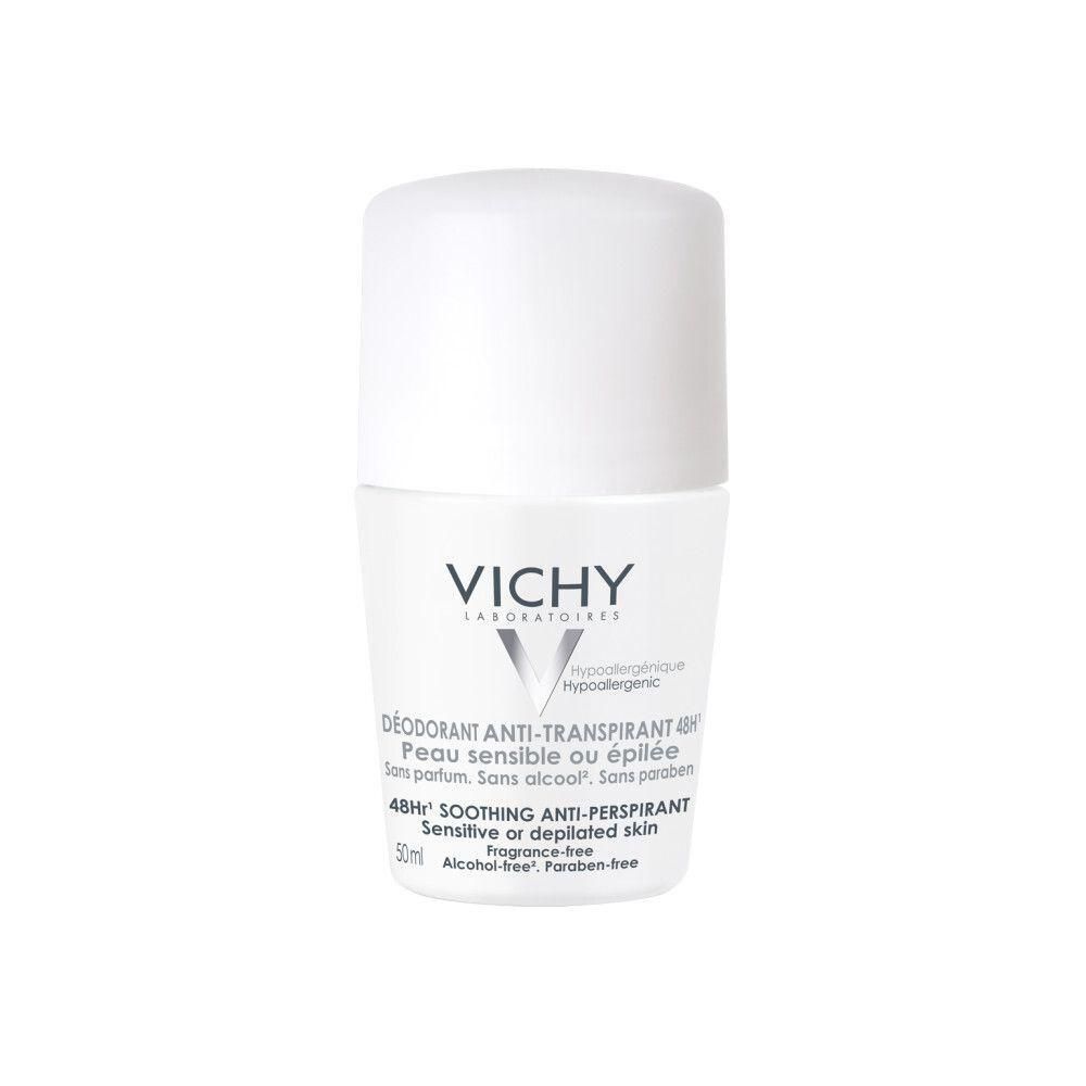 Vichy Deodorant Anti-transpirant 48h voor gevoelige of onthaarde huid. Hypoallergeen.