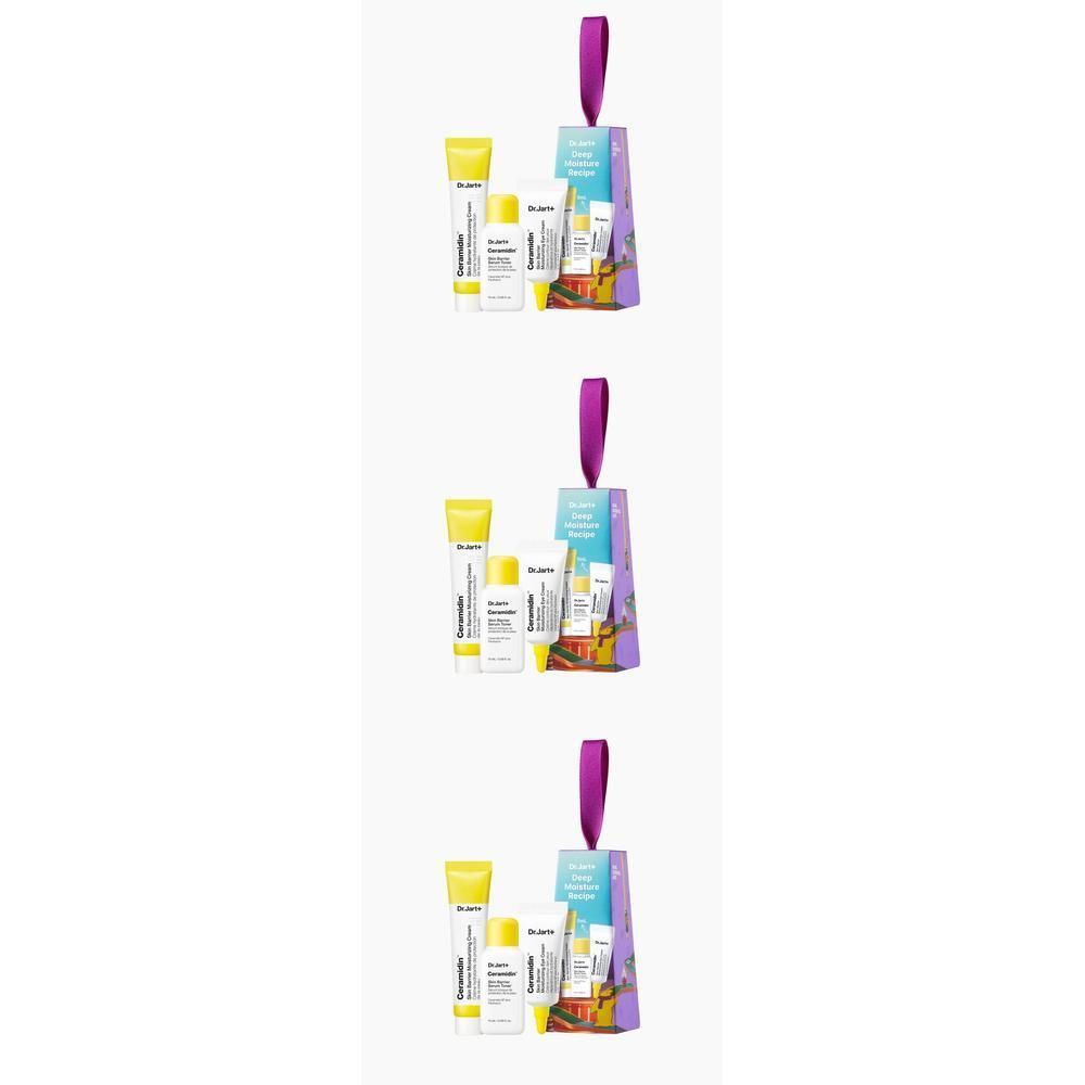 Dr.Jart Ceramidin Diepe Hydratatie set met drie tubes en een klein flesje.