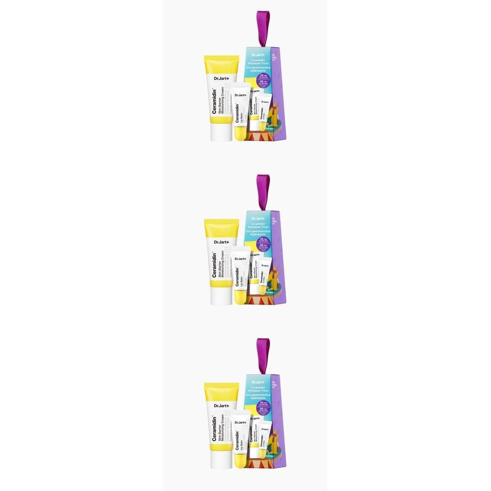 Dr.Jart+ Ceramidin set: Twee tubes en drie potjes voor gezichts- en lipverzorging.