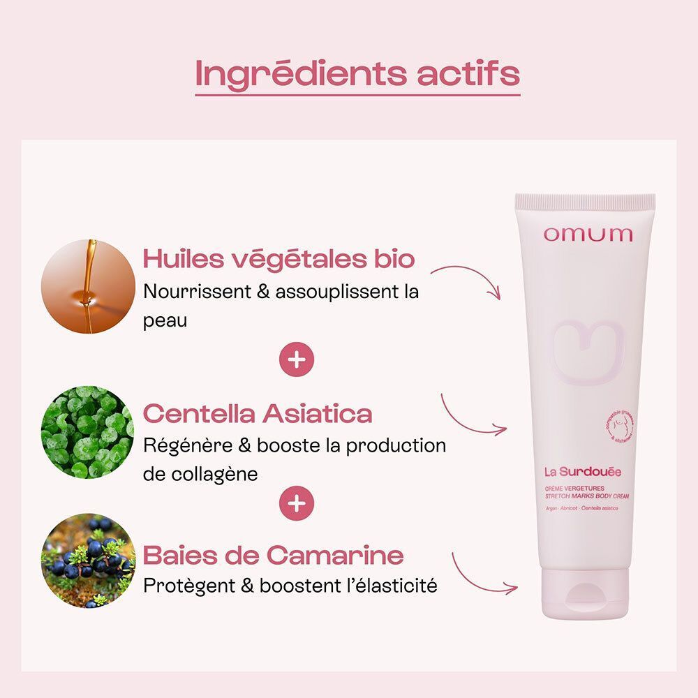 Crème Omum La Surdouée : Huiles végétales bio, Centella Asiatica, Baies de Camarine.
