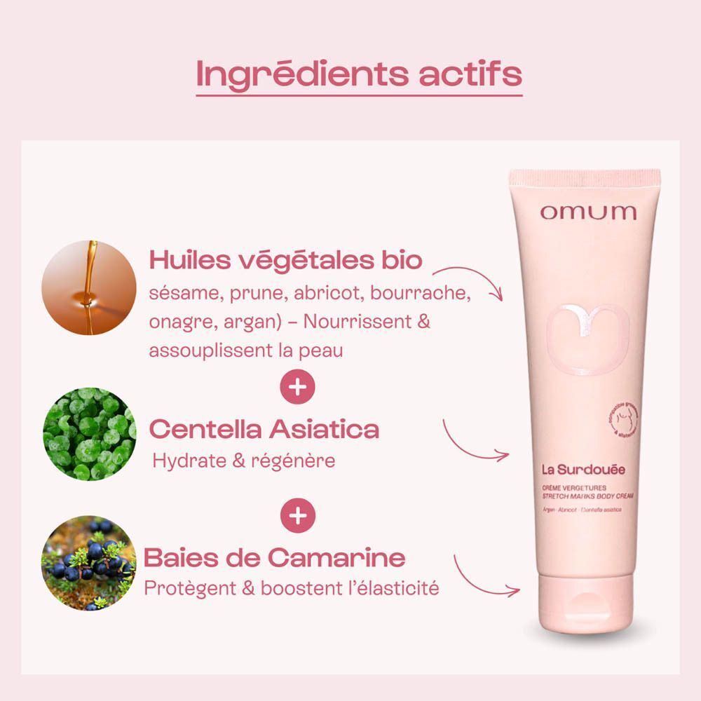 Crème Omum La Surdouée : Huiles végétales bio, Centella Asiatica, Baies de Camarine.