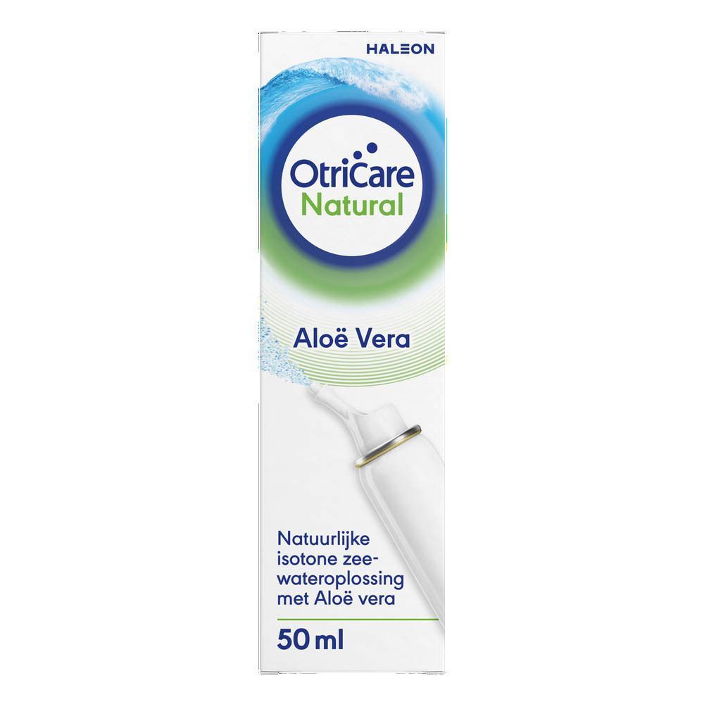 OtriCare Natural Aloe Vera neusspray, 50 ml, met aloë vera en isotonische zoutoplossing.
