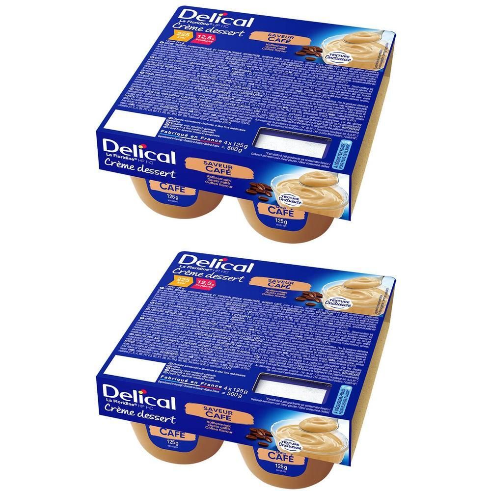Delical Crème Dessert La Floridine HP HC café, 4x125g pots.