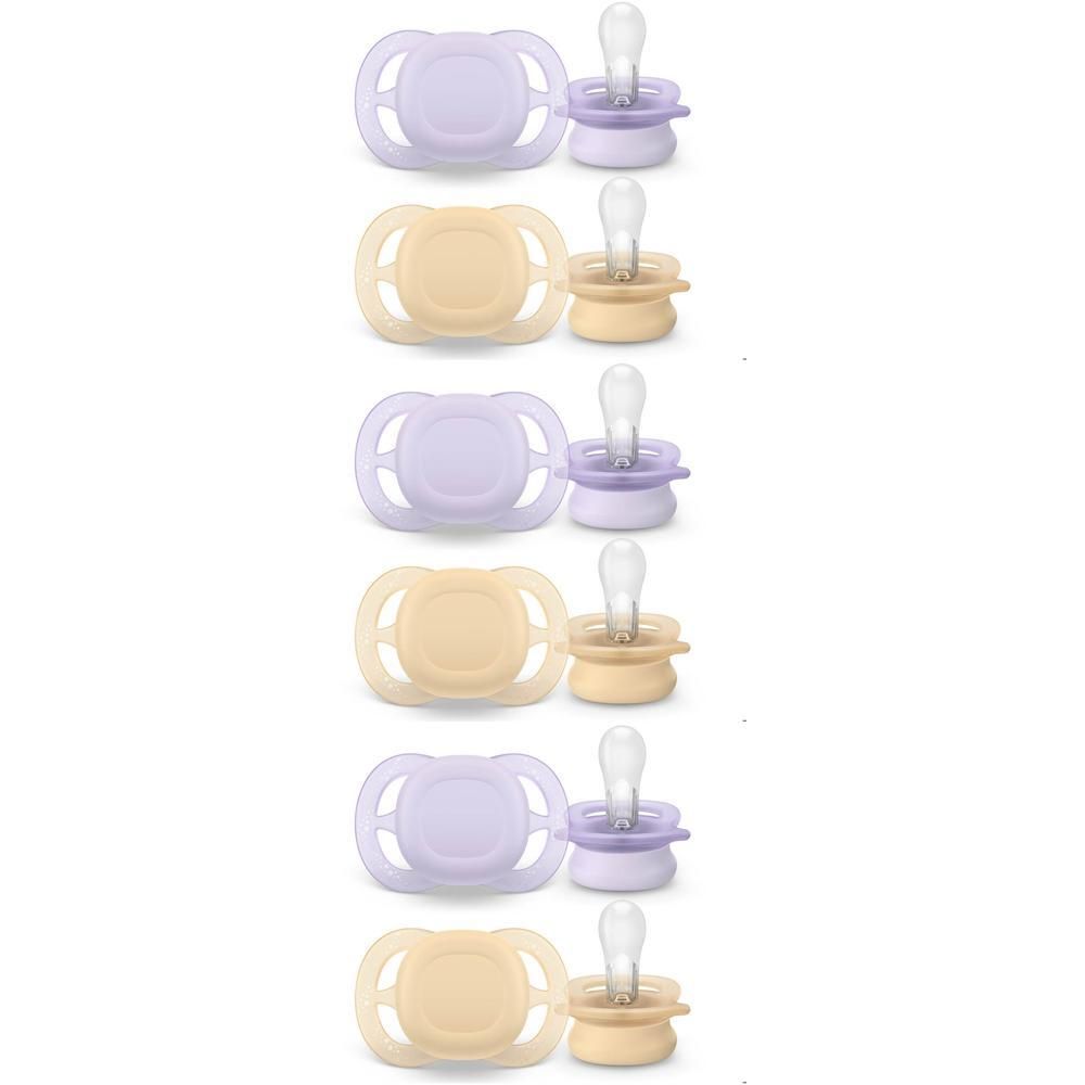 Six sucettes de couleur lilas et jaune.