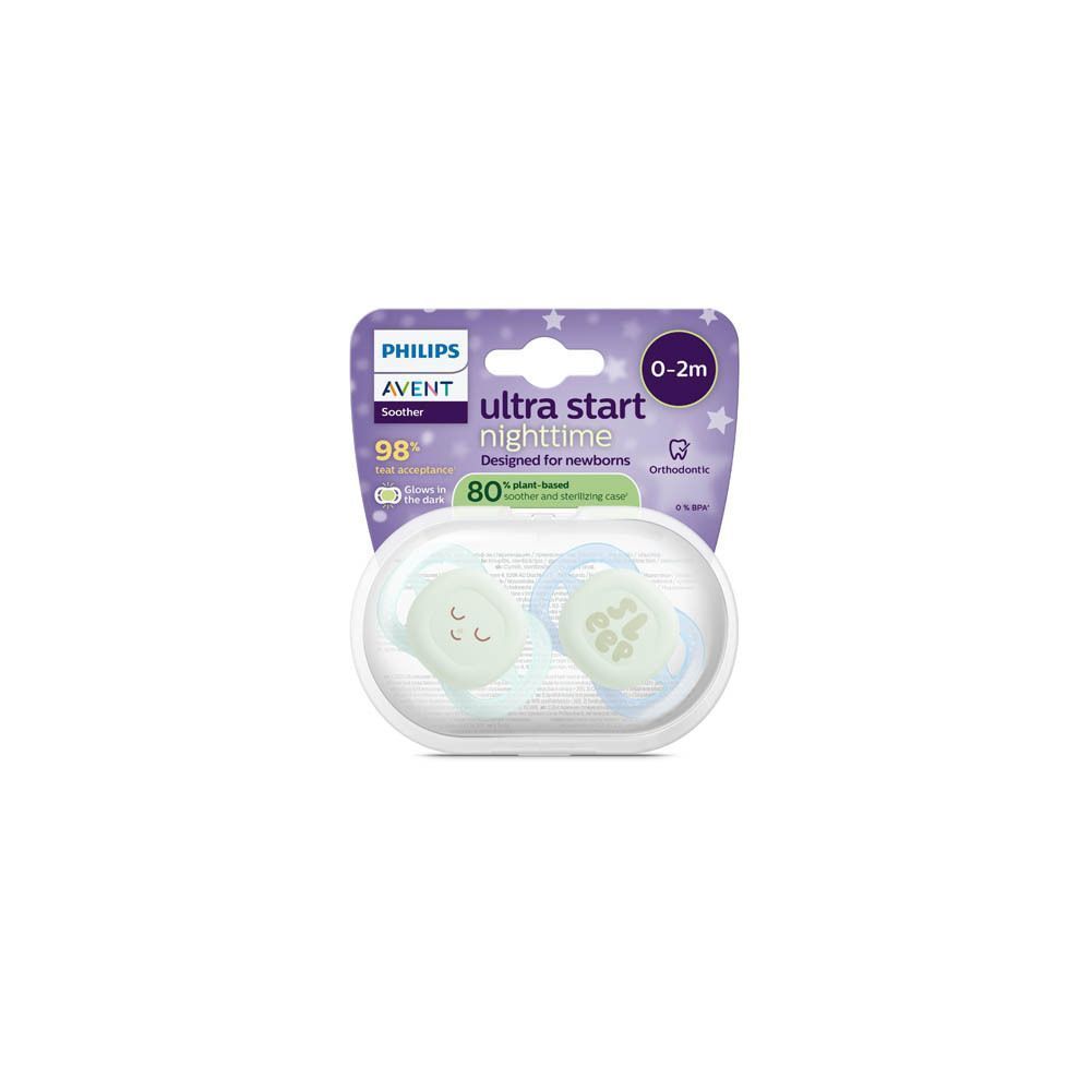 Emballage de deux sucettes Philips Avent, 0-2 mois.