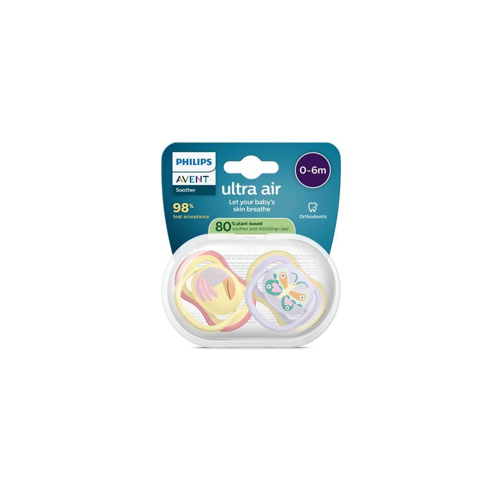 Philips Avent Ultra Air fopspeen-set voor 0-6 maanden in verpakking.