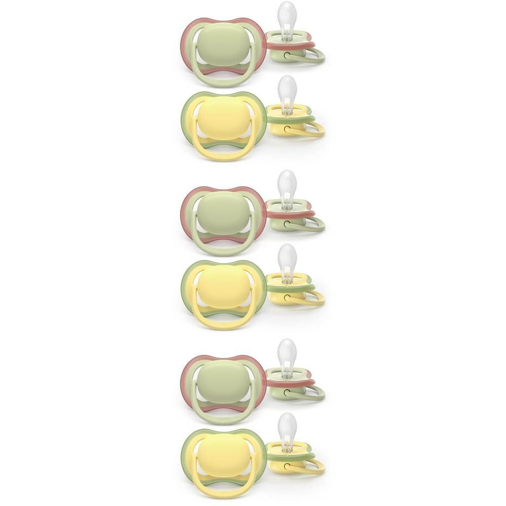 Cinq sucettes Philips Avent Ultra Air menthe/ivoire, 18m+.