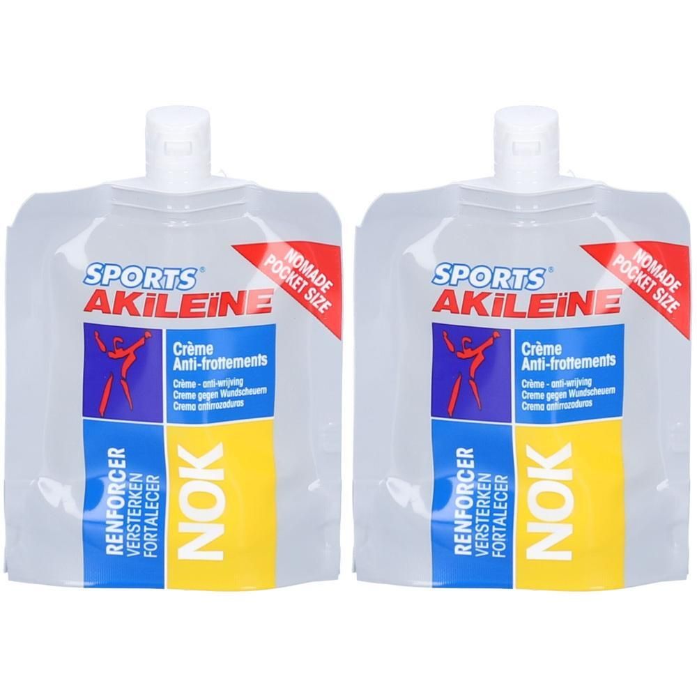 Twee zakjes Sports Akileïne Anti-Wrijving Crème. Pocket size.