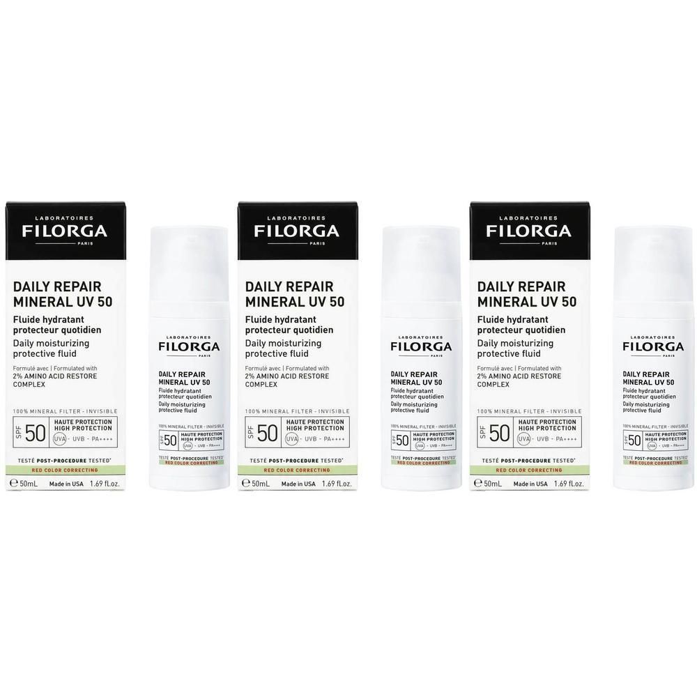 Cinq flacons de fluide protecteur quotidien Filorga DAILY REPAIR MINERAL UV 50.