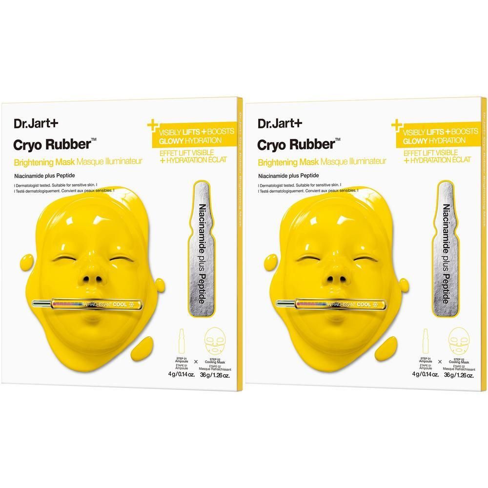 Deux paquets du masque Dr.Jart+ Cryo Rubber™ avec masque facial et ampoule.